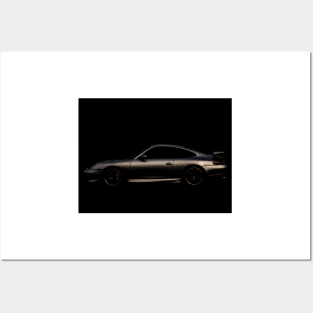 Silver Porsche 911 996 Posters and Art